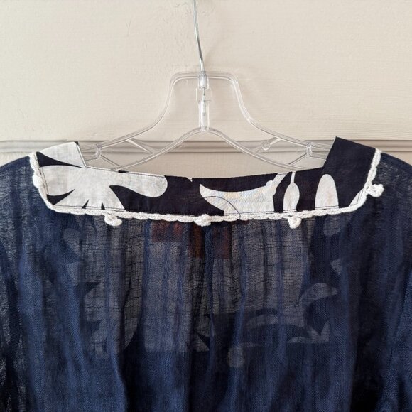 Tory Burch | Floral Fabric Trimmed Square-Neck Blouse - Picture 7 of 12